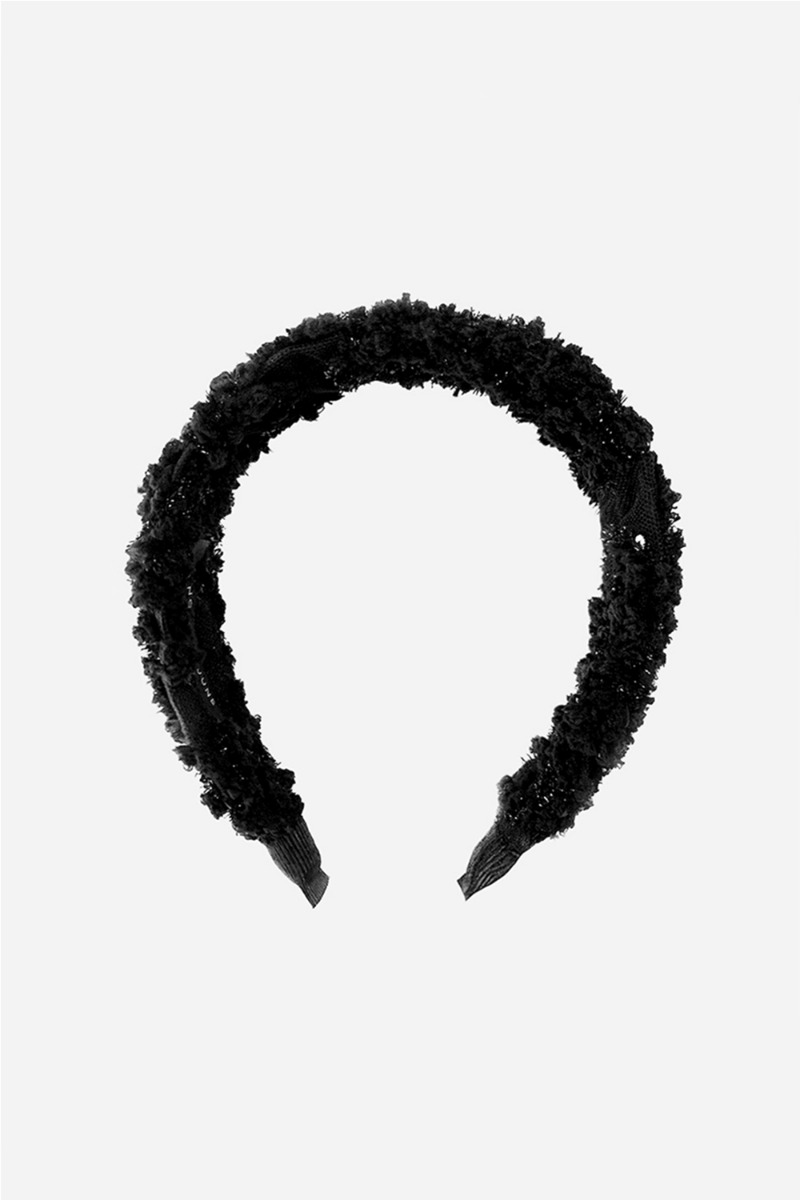 Romantic Boucle Lace Hair Band Black